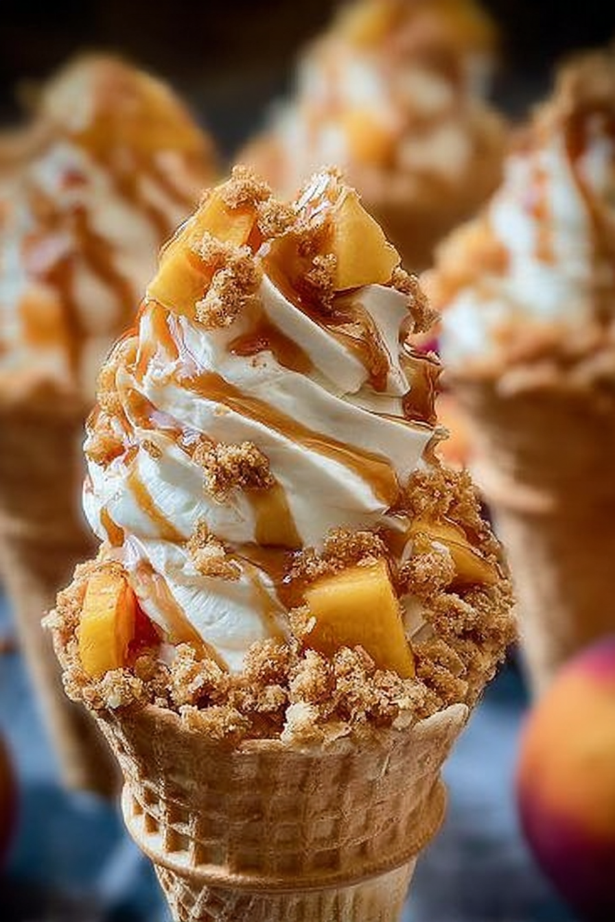 Peach Cobbler Cheesecake Cones image 2