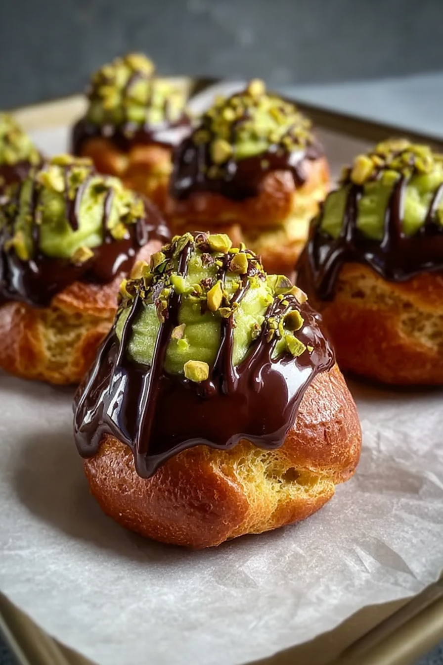 Pistachio Chocolate Choux Buns Recipe image 2