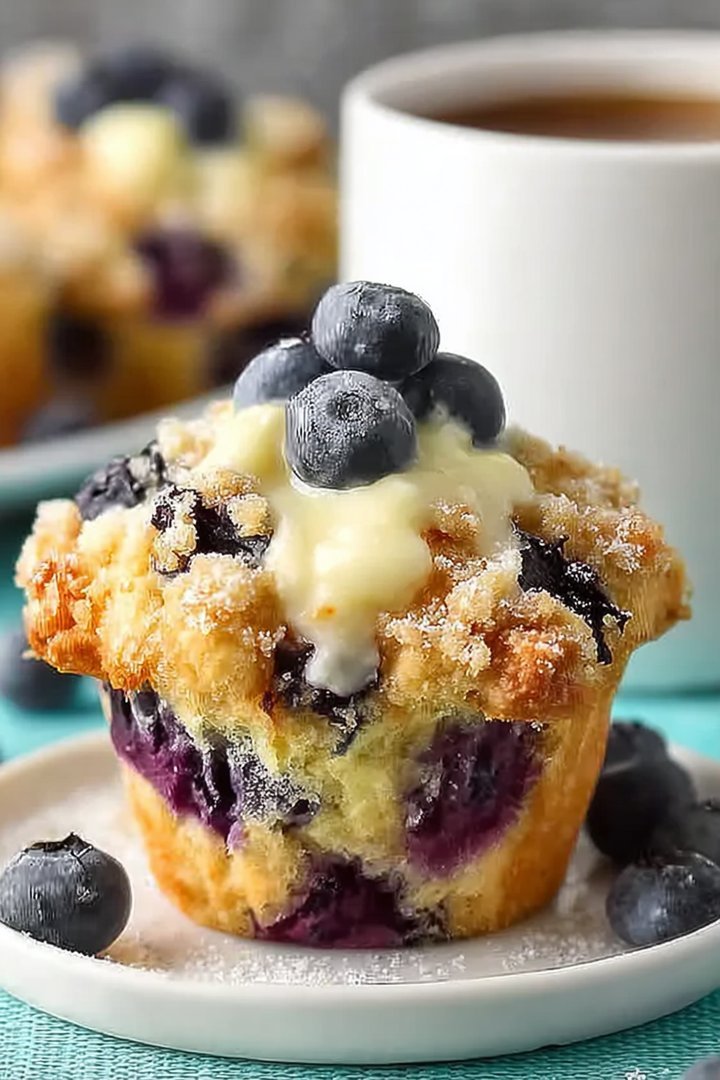 Juicy Blueberry Cream Cheese Muffins - Alrightwithme image 2